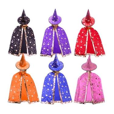 Imagem de Kit Capa com Chapéu Bruxa Infantil Halloween Estampado - Sulamericana,