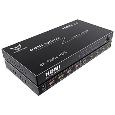 Imagem de DiamondTiger Divisor Hdmi de 8 Portas - Divisor Hdmi Ultra Hd 4K 1 Entrada 8 Saída, Hdmi 2.0, Hdcp 2.0, Edid, 18 Gbps 4K @ 60Hz Saídas de 8 Vias, Escalonamento Automático, Sincronização de Áudio e Víd