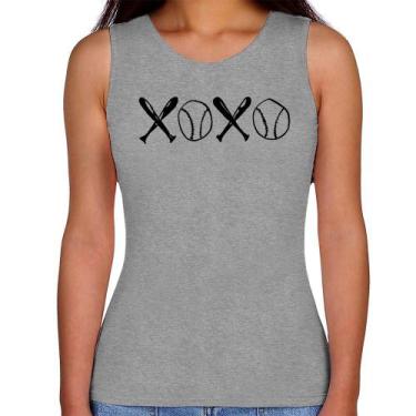 Imagem de Regata Feminina Xoxo Baseball - Foca na Moda, Cinza, GG
