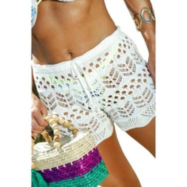 Imagem de Shorts Saida de Praia em Tricot - IMPERIO MALHAS, Branco, UNICO