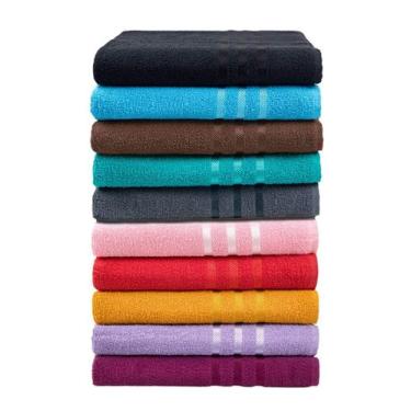 Imagem de Toalha de Rosto 3 Listrada 70x45cm Diversas Cores Gigante 100% Algodão