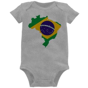Imagem de Body Bebê Bandeira Brasil Mapa - Foca na Moda, Cinza, P