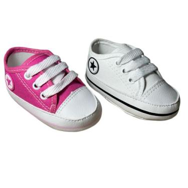 Imagem de Kit 2 Pares Tênis Sapatinho Para De Bebê - Baby's Shoes, Branco, Pink,