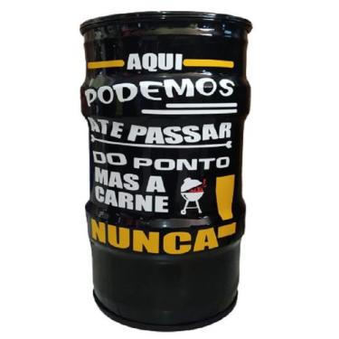Imagem de Lixeira metalica tambor aquipodemos ate passa do ponto  tonel 50lt dec