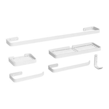 Imagem de Kit Acessórios Para Banheiro Branco 6 Peças - MetalCromo