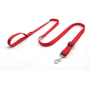 Imagem de TAIAN Coleira para cães de nylon ajustável, trelas longas para cães pequenos, médios e grandes (2,5 cm x 1,8 m, vermelha)