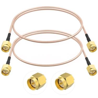 Imagem de SDTC Tech 2 peças SMA macho para SMA macho RF cabo coaxial cabo extensor de antena adaptador RG316 conector coaxial jumper (20 polegadas)