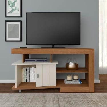 Imagem de Rack para Tv de até 47'' com porta de correr ROYAL cor Cinamomo/Off white - Artely