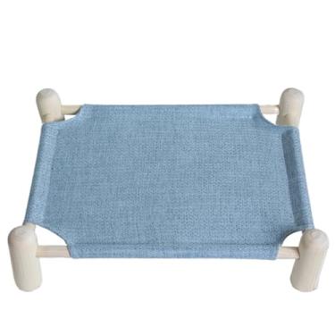 Imagem de Cama de gato de madeira para animais de estimação cama de cachorro de madeira sólida cama de acampamento fora do chão ninho de gato pode ser desmontado rede lavada(Style3,L70 48)