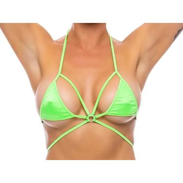 Imagem de BODYZONE Blusa feminina tripla com micro tiras, Verde neon, Tamanho Único
