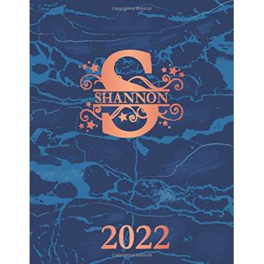 Imagem de Shannon: 2022. Personalized Name Weekly Planner Diary 2022. Monogram Letter S Notebook Planner. Blue Marble & Rose Gold Cover. Datebook Calendar Schedule