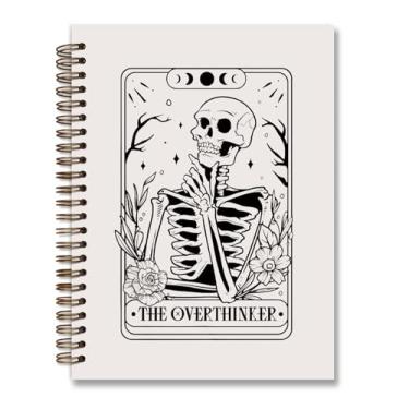 Imagem de foedor Caderno gótico de tarô Overthinker, capa dura de caveira gótica, caderno espiral universitário, para meninas adolescentes, mulheres, material de escritório, cadernos de capa dura