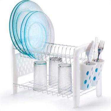 Imagem de Escorredor Desmontavel Duplo Com Porta Talheres Smart Arthi Branco - 1