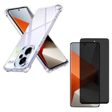 Imagem de Capa Capinha Anti Impacto + Película Privacidade 3D Para Redmi Note 13 pro Plus Tela De 6,67 Polegadas - (Bluepink)