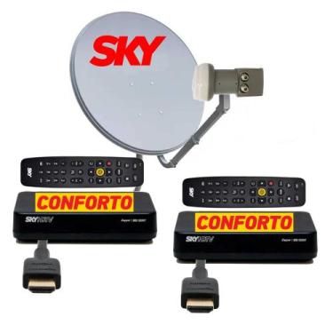Imagem de Antena SKY PRE PAGO CONFORTO HD para 02 pontos de TV