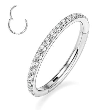 Imagem de PEAKLINK 20G 18G 16G 14G CZ/Opala Aço Inoxidável Sem Costura Articulada Segmento Anel de Piercing para Cartilagem de Concha de Septo Helix 6/7/8//9/10/12 mm