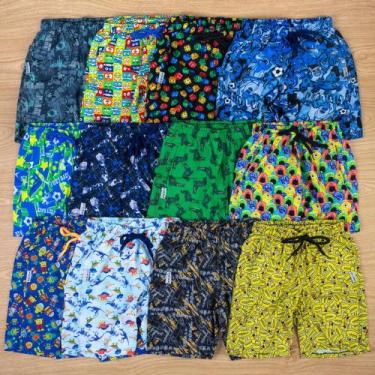 Imagem de Kit 3 Bermudas Infantil Para Praia Verão Tactel Leve - Era Uma Vez, Va