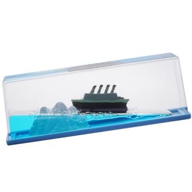 Imagem de XEXBMNA Último modelo inafundável Titanic Wavey barco brinquedo modelo mesa acrílico peso papel ondas líquidas decorações para carro navio cruzeiro em uma caixa de garrafa brinquedos (C)