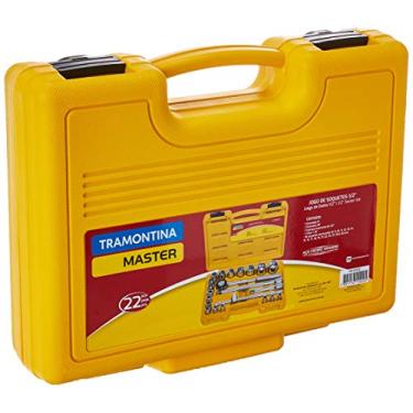 Imagem de Tramontina 43610022, Maleta Soquetes Sextavado e Acessórios Encaixe 1/2, 22 Peças em Aço, Amarelo