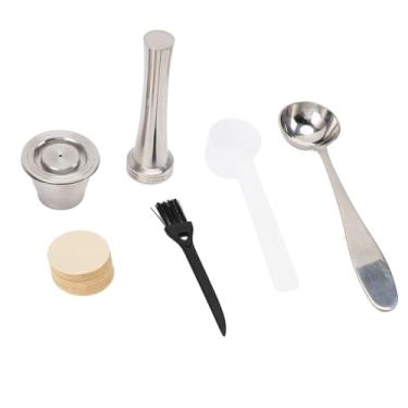 Imagem de Conjunto de Violação de Aço Inoxidável Em Aço Inoxidável, Cápsula Reutilizável de Fundo Rosqueado Com Papéis de Filtro, Colheres e Escova para o Escritório Em Casa, Resultados de