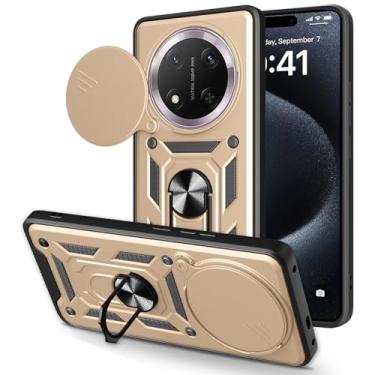 Imagem de Kainevy Capa para Honor Magic 7 Lite resistente com capa protetora para câmera Honor Magic 7 Lite capa de telefone à prova de choque durável com suporte de anel magnético preto estético legal para