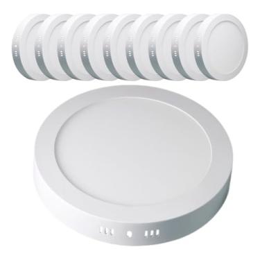 Imagem de Kit 10 Painel Plafon Led Sobrepor Redondo 24w, Luz Branco Frio 6500k, Bivolt - Iluminação Residencial