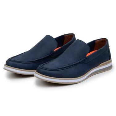 Imagem de Mocassim Masculino Couro Legitimo Calce Fácil - Multimarcas, Azul mari