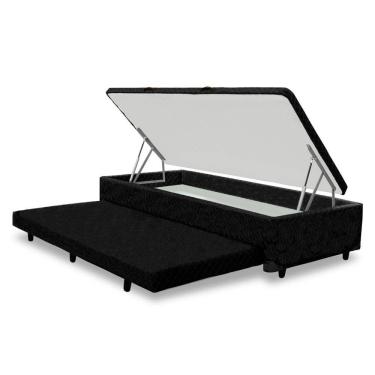 Imagem de Base Para Cama Box Solteiro 3 Em 1 Com Baú E Cama Auxiliar Preta