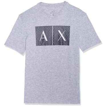 Imagem de Camiseta Armani Exchange com logotipo de gola redonda para homens - cinza mesclado