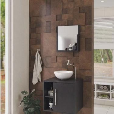 Imagem de Conjunto para Banheiro Gabinete com Cuba Redonda R30 e Espelheira Soft 500W