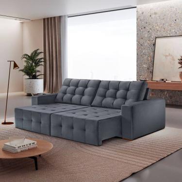 Imagem de Sofá México Retrátil e Reclinável 240cm Cinza