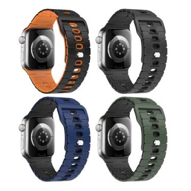 Imagem de MoKo Pacote com 4 pulseiras de relógio esportivas compatíveis com Apple Watch Ultra 3/2/1 de 49 mm, S11/S10 46 mm, 9/8/7 de 45 mm, SE3/SE2/SE/6/5/4 de 44 mm, 3/2/1 de 42 mm, pulseira de substituição