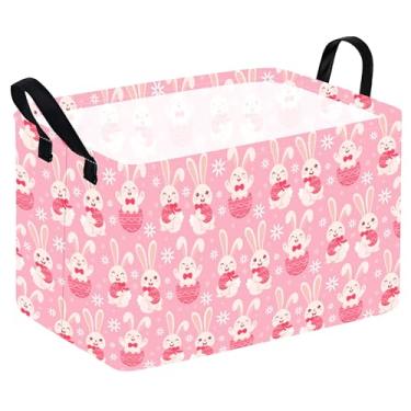 Imagem de ACMUUNI Ovos De Páscoa, Presente, Coelho Retangular, Prateleira, Cesta, Roupas, Lavanderia, Caixa Armazenamento, Brinquedos, Cesta Para Crianças, Cesto Roupa Suja Com Alças