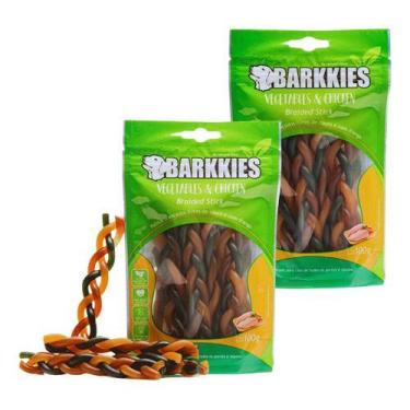 Imagem de 2 Petisco Barkkies Natural Cão Stick Trançado Vegetal Frango