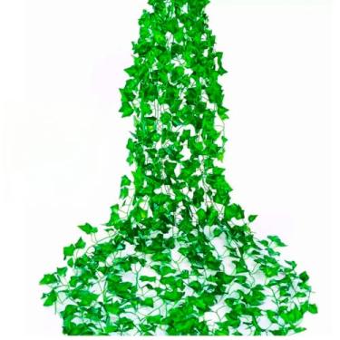 Imagem de 48 Metros Hera Verde Planta Artificial Trepadeira Ramas Folhagem Pendente(14 Metros)