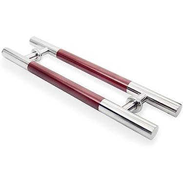 Imagem de BAZAC Puxador de porta de vidro, alça deslizante de porta de celeiro de tubo redondo de aço inoxidável durável/maçaneta de porta de madeira - comprimento 600 / 800 mm - 600 × 400 mm