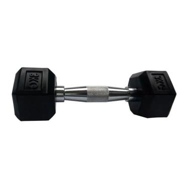 Imagem de Halteres Sextavado Injetado com Pegada Cromada 3,0Kg