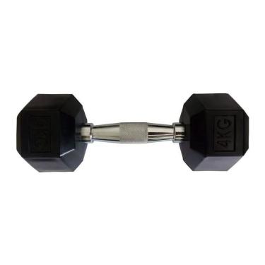 Imagem de Halteres Sextavado Injetado com Pegada Cromada 4,0Kg