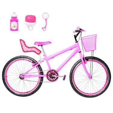 Imagem de Bicicleta Aro 24 Aero + Kit Passeio E Cadeirinha Rosa E Pink