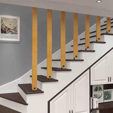 Imagem de Railing de escada para madeira maciça para os trilhos de mão interna para escadas internas do loft Suporte a postes de suporte de decks com kit de instalação, c, 90cm