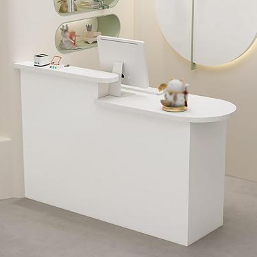 Imagem de Modern Reception Desk Counter Table, Tabela de recepção de balcão de checkout com gavetas trancáveis, balcão de varejo com gabinete de armazenamento, para lobby salão de beleza Office, C-2.1