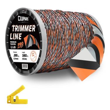 Imagem de Cluparis Linha de aparador de 2,3 kg Super Heavy Duty 0,095 polegadas por 513 m Twist Pro Carretel de linha aparador de 3 componentes de três componentes com cortador de linha super