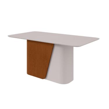 Imagem de Mesa de Jantar Retangular com Tampo de MDF 25 mm e Vidro Luar II Off White e Frassino 170 cm