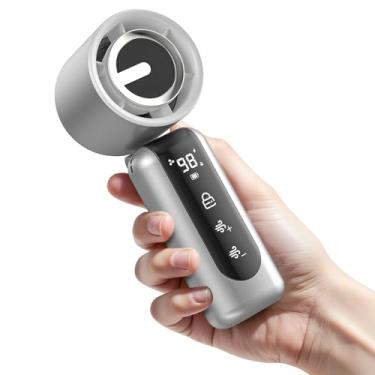 Imagem de AGEYOU Mini ventilador portátil portátil, velocidade (1-100) ventilador pessoal turbo ajustável, bateria recarregável de 4000 mAh, tela digital AI, presentes para mulheres, homens, acampamento, viagem