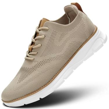 Imagem de Sapato Oxford masculino casual, moderno, para caminhada, malha, trabalho, negócios, confortável, leve, sola macia, Z0 cáqui, 44
