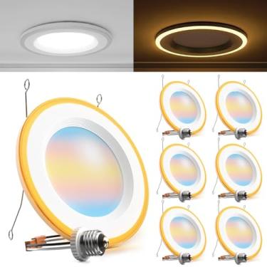 Imagem de Sunco Lighting Pacote Com 6 Luminárias Embutidas De Led 6" Luz Noturna, 2700K/3000K/4000K/5000K/6000K Selecionáveis, Luzes Reguláveis, 13W, 1200Lm, Classificação Umidade, Instalação Etl