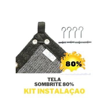 Imagem de Tela Sombrite Toldo Garagem 80% 2x1 Ilhós + Kit Instalação - Solpack