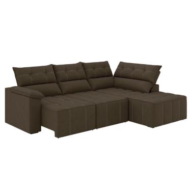 Imagem de Sofá De Canto Retrátil E Reclinável 4 Lugares Santorini Veludo Luizzi Marrom