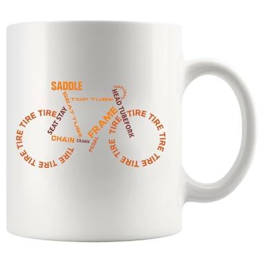 Imagem de Panvola Bicycle Anatomy Cyclist Gifts Biking Biker Dad Boyfriend Girlfriend Husband Wife Brother Friend Bike Lovers Novelty Drinkware Ceramic Mug 325 ml Branco