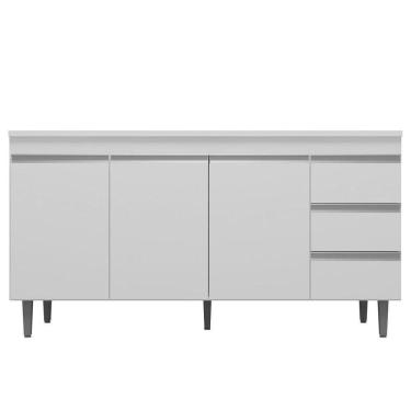 Imagem de Balcão Gabinete De Pia Sem Tampo 150Cm 3 Portas 3 Gavetas Andréia Branco - Ajl Móveis